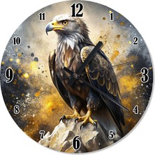 Karizma Tablo Kayaların Üstünde Kartal Dekoratif Duvar Saati