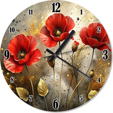 Tablomega Gelincik Çiçekleri Dekoratif Duvar Saati