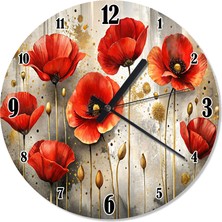 Ekart Gelincik Çiçekleri Dekoratif Duvar Saati