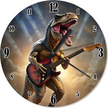 Ekart Gitar Çalan Dinazor Desenli Duvar Saati