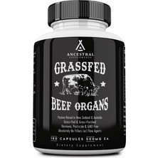 Ancestral Supplements Grass Fed Beef Organs (Desiccated) Liver Heart Kidney Pancreas Spleen 180 Capsul Usa Menşei