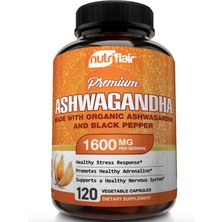 Nutriflair Premium  Ashwagandha Ve Karabiber 1600mg 120 Capsules With Black Pepper Root