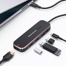 Sipariş Vakti Usams US-SJ578 5 In 1 Çok Fonksiyonlu Type-C Hub 3 Usb+Type-C+4k HDMI Ports