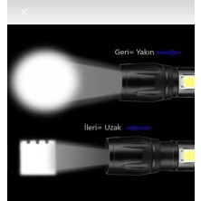 Umut Trend Ultra Güçlü 2500 Lumen 5W Cob LED USB Şarjlı El Feneri Avcılık,kamp Feneri Deprem Çantalık Fener