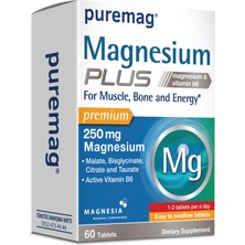 Puremag Plus 60 Tablet - Magnezyum Sitrat, Malat, Bisglisinat, Taurat Ve P-5-P