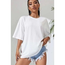 Smg Butik Unisex Baskılı Oversize T-Shirt - Beyaz