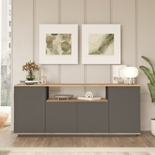 L'occi Concept Delphin Konsol 4 Kapaklı Raflı 180CM Çam-Antrasit DLP15-AA