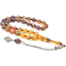 Murty99 Gümüş Kaplama Kamçılı Iri Boy Renk Süzmesi Mor Sıkma Kehribar Tesbih