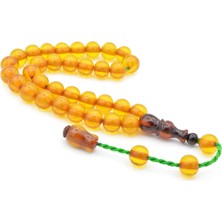 Murty99 Şükrü Baba Yapımı Küre Kesim Sarı Sıkma Kehribar Tesbih