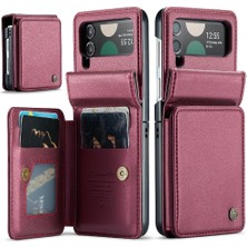 Manyi Mall Samsung Galaxy Z Flip 4 5g Kickstand Slim Case Pu Için Caseme Cüzdan Kılıf (Yurt Dışından)