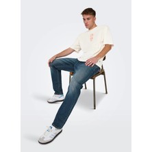 Only & Sons O Yaka Baskılı Beyaz Erkek T-Shirt Onsmalık Lıfe Rlx Ss Tee