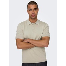 Only & Sons Düz Açık Bej Erkek Polo T-Shirt Onswyler Lıfe Reg 14 Ss Polo Knıt N