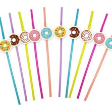Parti Dükkanım Donut Temalı Artistik Pipet 10 Adet