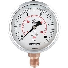 Pakkens Pakkens Ø100 Çap Alttan Bağlantılı Gliserinli Manometre