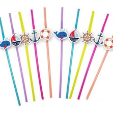 Parti Dükkanım Denizci Temalı Artistik Pipet 10 Adet