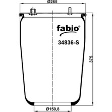 Fabio Lastik Körük 34836-S Lastik Körük - Servis Tipi Körük - 1R12700 - W01M580776 Daf  Havalı Süspansiyon