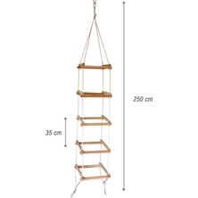 Bundeba Kare Tırmanma Kulesi 5 Basamaklı Çocuk Ip Tırmanma Merdiveni Akrobasi Ahşap Montessori Oyuncak