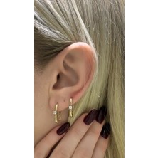By Milo Jewellery 14 Ayar Altın Taşlı Kare Halka Küpe