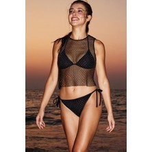 Penti Aceline Dokulu ve Taşlı Siyah Bikini Altı