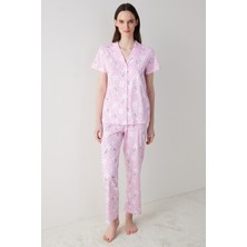 Penti Flora Pembe Gömlek Pantolon Pijama Takımı