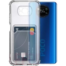 Kvy Xiaomi Poco X3 Nfc Kamera Korumalı Kartlıklı Setra Şeffaf Silikon Kılıf