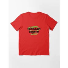 Otuz5 Hayaller Yaşatır Baskılı Bisiklet Yaka T-Shirt