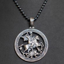 Emren Jewelry 925 Ayar Gümüş Aziz George ve Ejderha Erkek Kolye