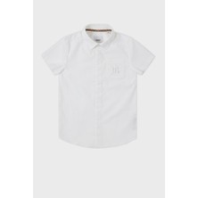 Burberry Streç Pamuklu Kısa Kollu Çocuk Gömlek Gömlek 8048278 Whıte