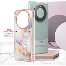 SZY Mall Huawei Mate 60 Pro Mermer Kart Yuvaları Için Kılıf Yumuşak Tpu Tampon Ince Cüzdan (Yurt Dışından)