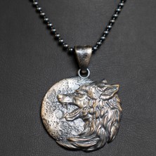Emren Jewelry 925 Ayar Gümüş Dolunay Kurt Erkek Kolye
