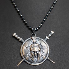 Emren Jewelry 925 Ayar Gümüş Kılıç Kalkan Spartan Erkek Kolye