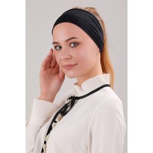 Melodi Scarf Sihirli Yapışkanlı Kaymayan Bandana Spor Bone Siyah