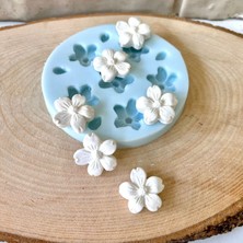 Wammolds Çoklu Çiçek Silikon Kalıp Mavi Renkli Taş Tozu ve Sabun Döküm İçin Uygun