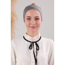Melodi Scarf Sihirli Yapışkanlı Kaymayan Bandana Spor Bone Koyu Gri Antrasit