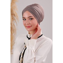 Melodi Scarf Kadın Üç Bantlı Çapraz Hazır Türban Dış Bone Vizon