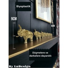 Lu Design Premium Gold Renk 7li Bereket Fil Seti & Biblo Biyoplastik Ev Dekorasyon