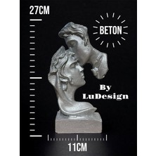 Lu Design 25 cm  Gri Renk Romantik Çift Biblo & Taş Tozu Dekorasyon