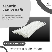 WH White Horizon Trade 3,6 x 300 mm 100 Adet Kelepçe / Cırt Plastik Kablo Bağı