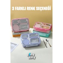 Vagonlife Lunch Box 950 ml Paslanmaz Çelik Tek Kat Dört Bölmeli Çorba Kaseli Metal KAŞIKLI-FFLBOX7099