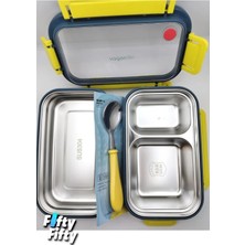 Vagonlife Lunch Box 1200 ml Iki Kat Üç Bölme Paslanmaz Çelik-Metal KAŞIKLI-FFLBOX2215