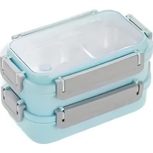 Vagonlife Lunch Box 1200 ml Iki Kat Üç Bölme Paslanmaz Çelik-Metal KAŞIKLI-FFLBOX2215