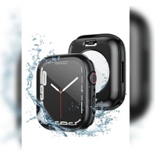 Megafox Teknoloji Apple Watch 44 mm Uyumlu Kasa ve Ekran Koruyucu Su Geçirmez 360 Tam Koruma Sert Pc Kapak, Siyah