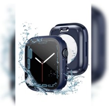 Megafox Teknoloji Apple Watch 44 mm Uyumlu Kasa ve Ekran Koruyucu Su Geçirmez 360 Tam Koruma Sert Pc Kapak, Lacivert