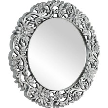 Altıntepe Dekoratif Büyük Yuvarlak Salon Ayna Gümüş Gri