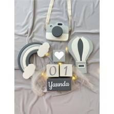 Bianne Atölyesi Antrasit Üç Objeli Bebek Anı Küp Seti Fotoğraf Çekim ve Dekor Için Türkçe