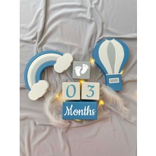 Bianne Atölyesi Gri Mavi Iki Objeli Bebek Anı Küp Seti Fotoğraf Çekim ve Dekor Için Ingilizce