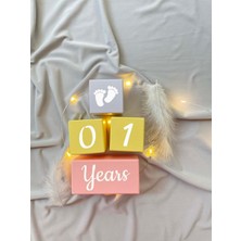 Bianne Atölyesi Pembe-Sarı Bebek Anı Küp Seti Fotoğraf Çekim ve Dekor Için Ingilizce