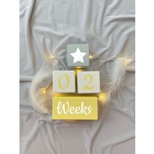 Bianne Atölyesi Sarı-Gri Bebek Anı Küp Seti Fotoğraf Çekim ve Dekor Için Türkçe