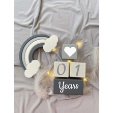 Bianne Atölyesi Antrasit Bebek Anı Küp Seti ve Gökkuşağı Fotoğraf Çekim ve Dekor Için Ingilizce