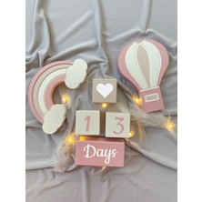 Bianne Atölyesi Pembe-Sahra Iki Objeli Bebek Anı Küp Seti Fotoğraf Çekim ve Dekor Için Ingilizce